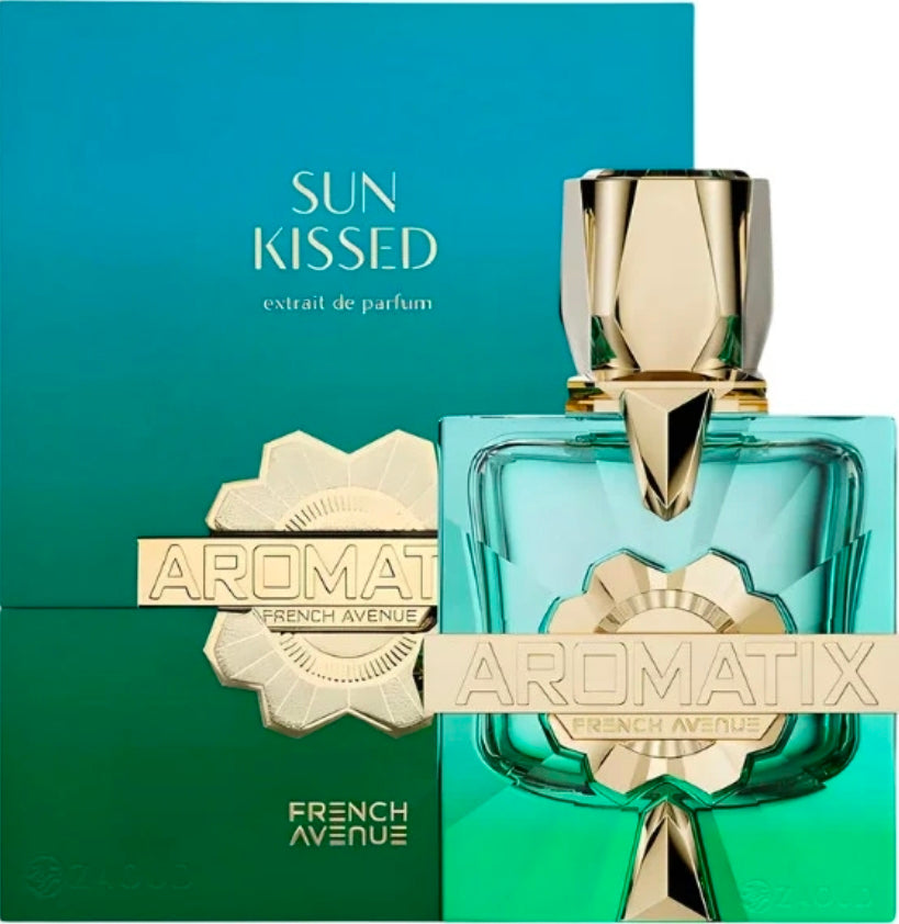 Aromatix Sun Kissed EDP 100ml by French Avenue - Bottle and Box Close-up